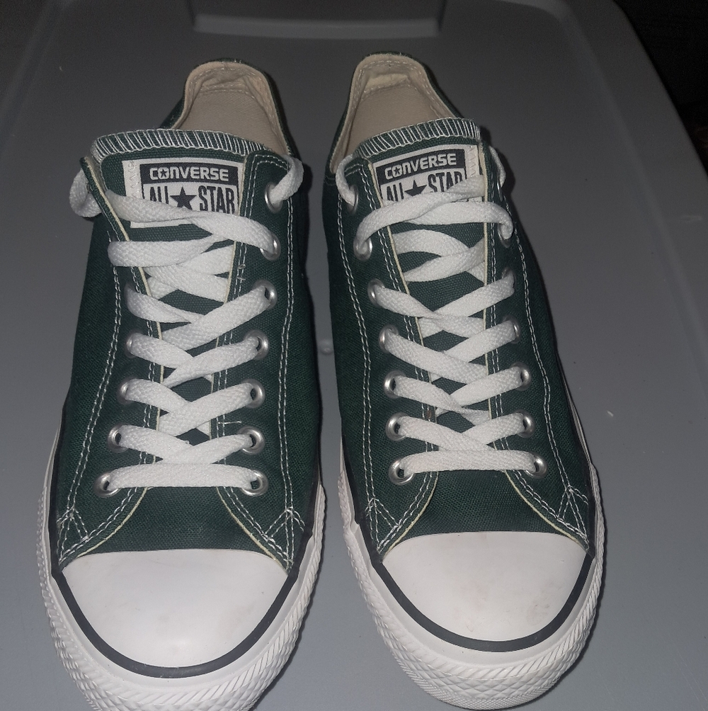 Converse Low Top Sneakers in Dark Green and White